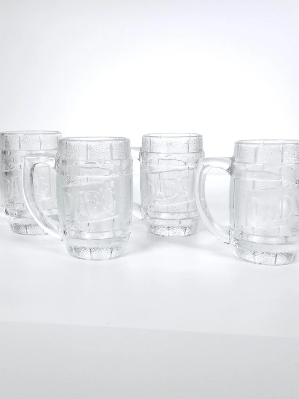 4 Set VTG 50s 60s Dad's Root Beer Heavy Glass Barrel Shaped Mug 5.25